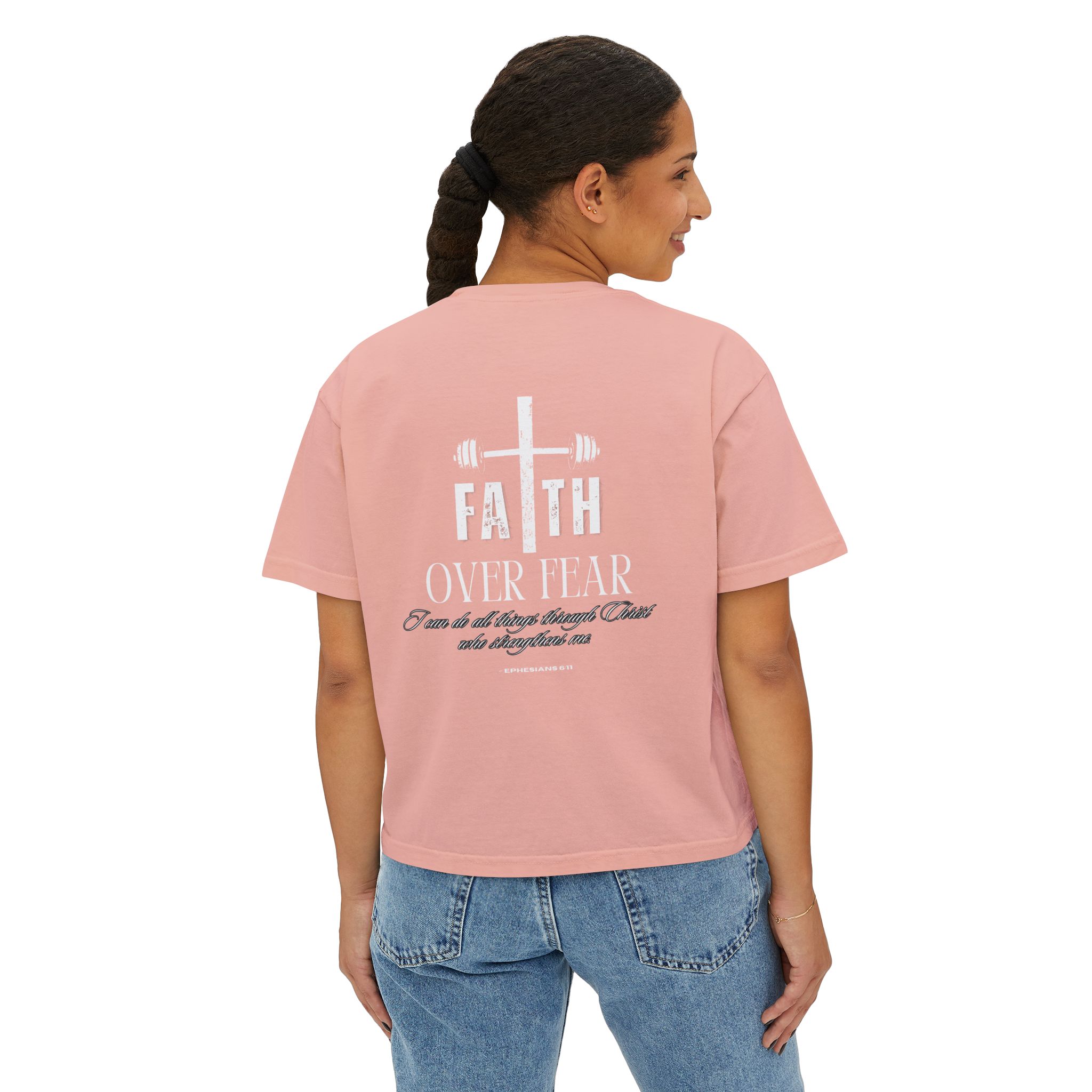 Faith Over Fear Women's Boxy Tee — Christian Gym Shirt - Image 8
