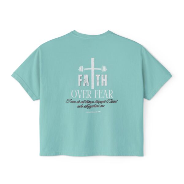 Faith Over Fear Women's Boxy Tee — Christian Gym Shirt