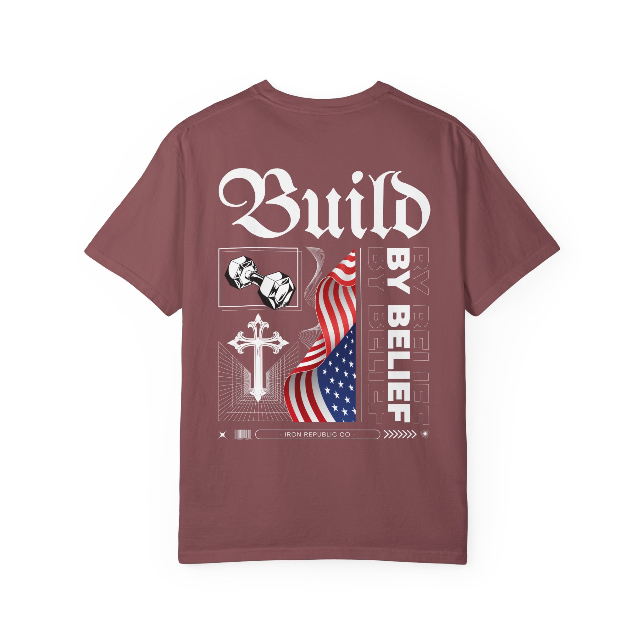 Build By Belief T-Shirt — Patriotic Cross Graphic Tee