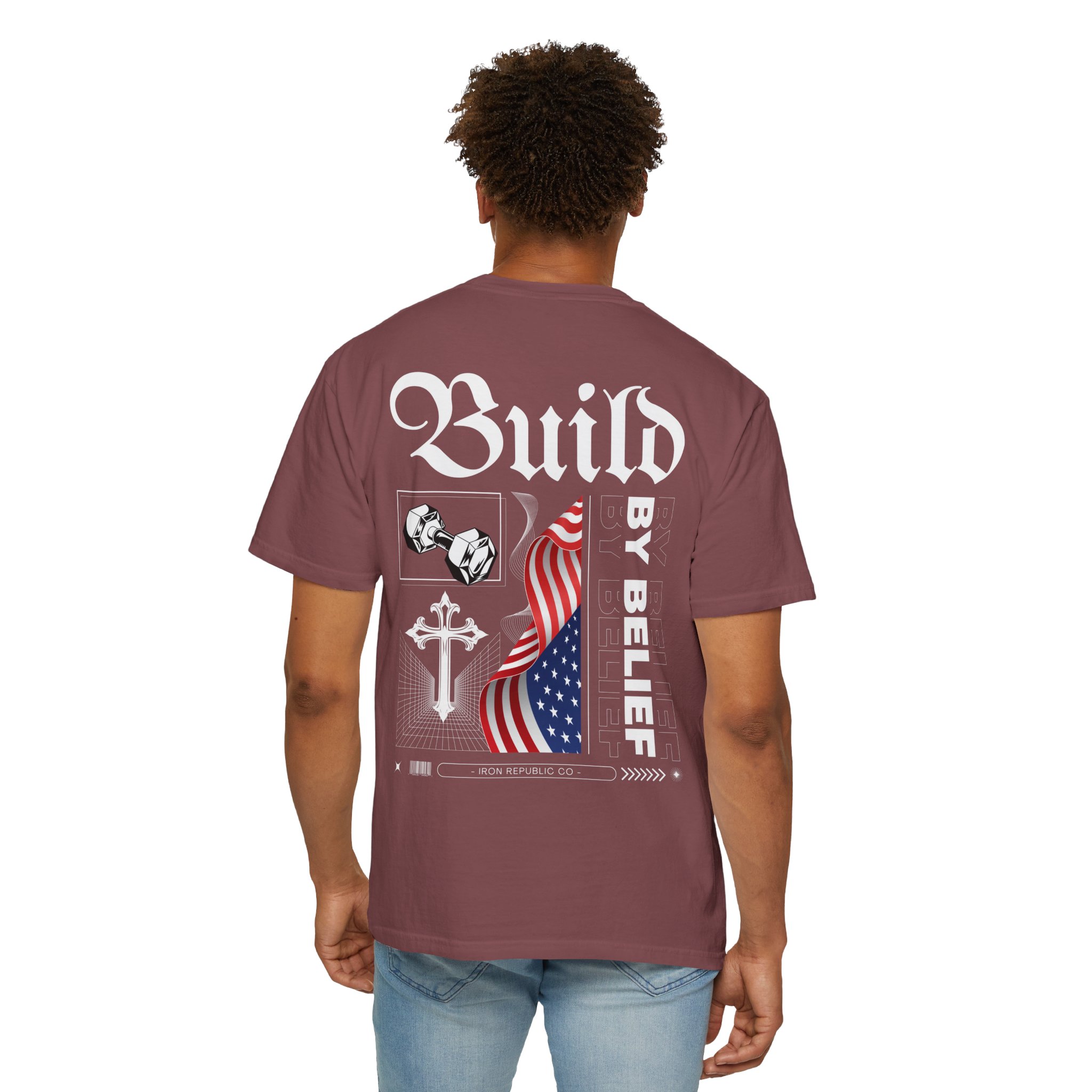 Build By Belief T-Shirt — Patriotic Cross Graphic Tee - Image 4