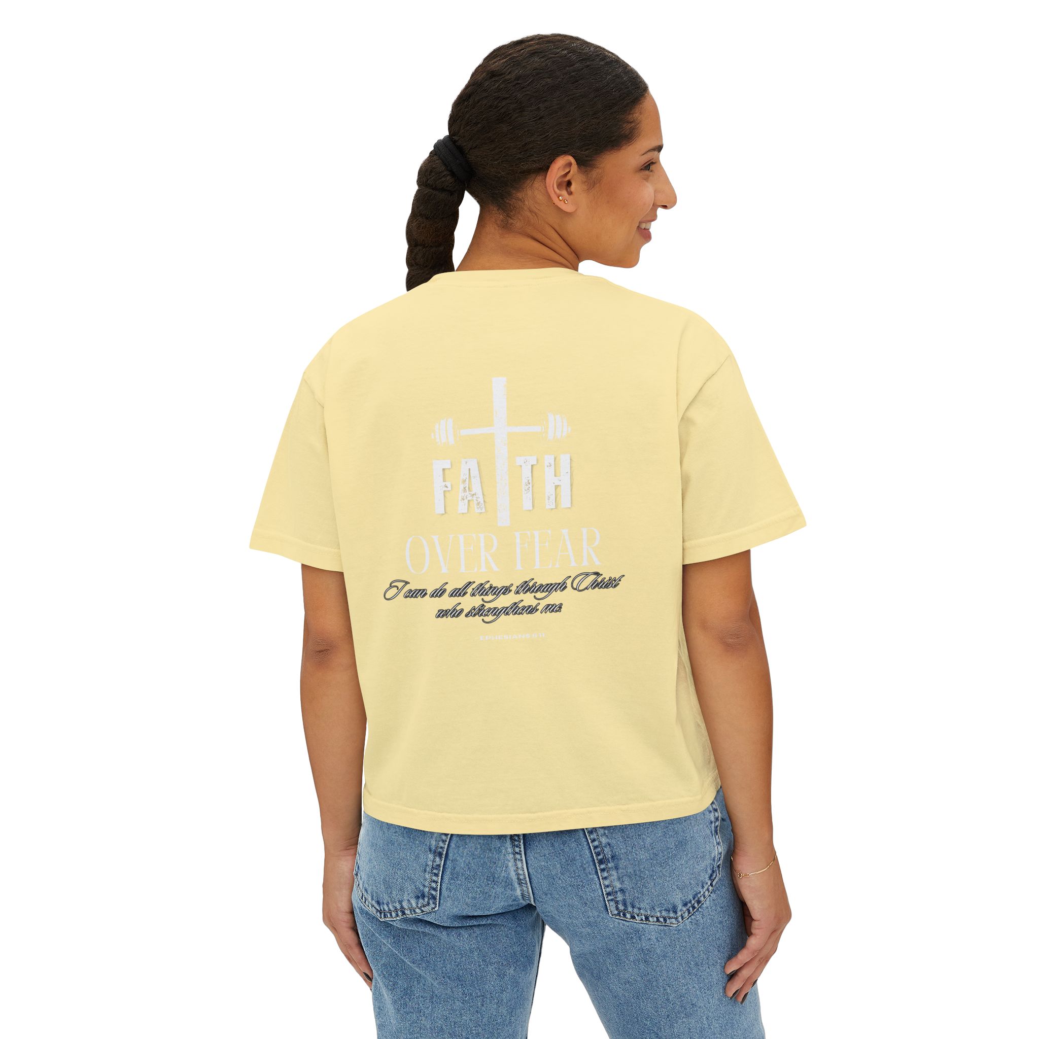 Faith Over Fear Women's Boxy Tee — Christian Gym Shirt - Image 12
